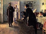 Ilya Repin Unexpected Visitors or Unexpected return oil on canvas